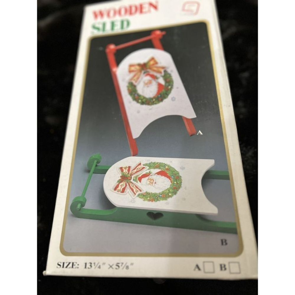 Vintage Christmas Woolworths caroling wooden sled ￼